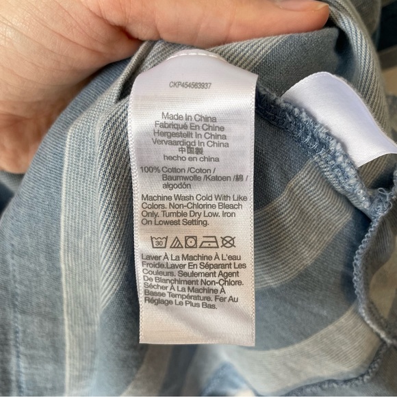 MADEWELL Indigo Stripe-Block t-shirt in light blue Size Small - Picture 11 of 11